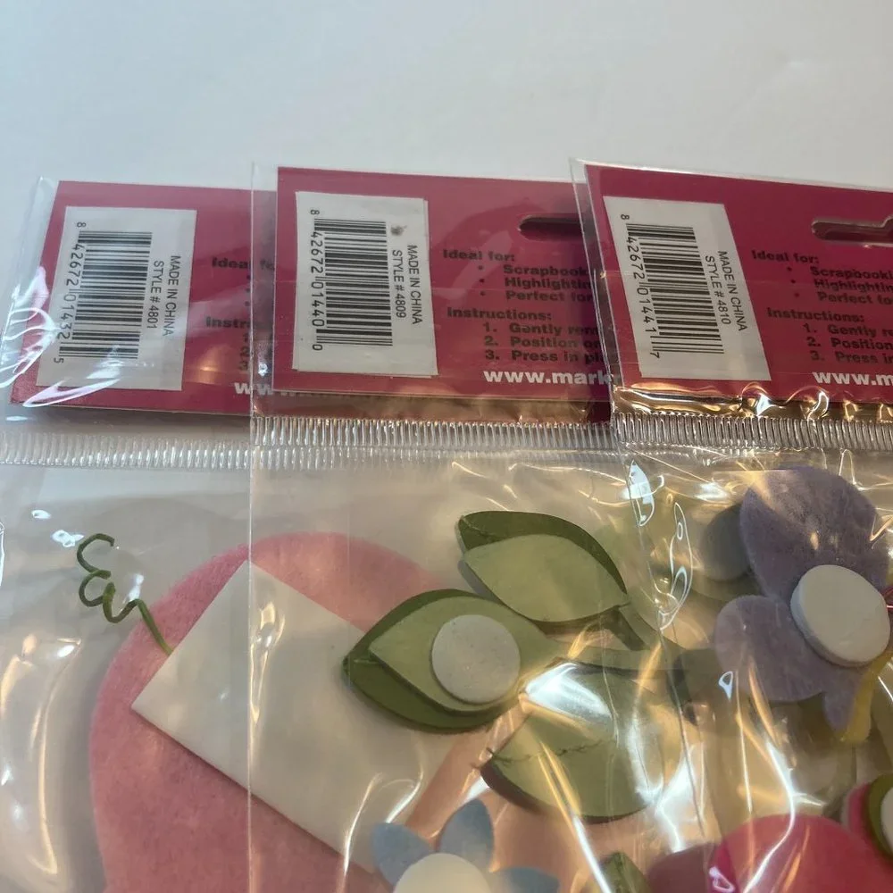 Scrapbook Embellishments Felt Stickers Flowers Pig Sheep Paper Crafts